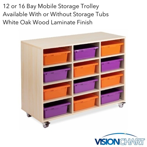 Oak Mobile Storage Trolley