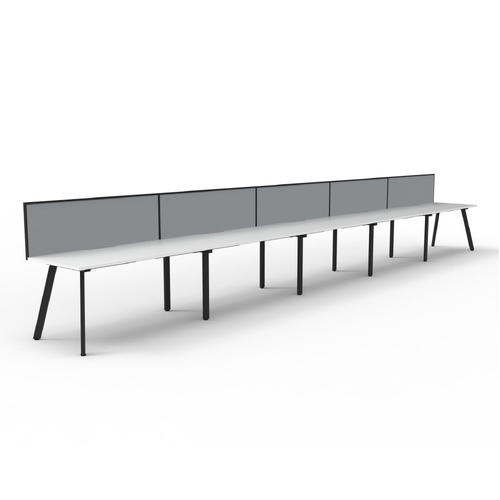 Eternity Workstation - 5 User - 6000mmW - White Top - Black Frame - Grey Screen